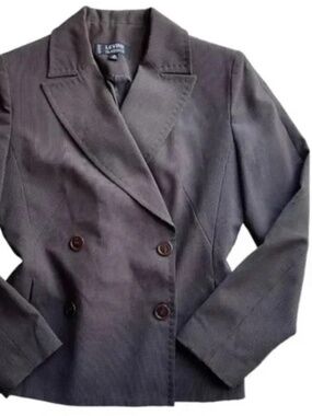 Women's Vintage Double Breasted Brown Pinstripe Blazer